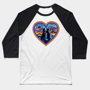 van Gogh's Cats in a rainbow heart Baseball T-Shirt